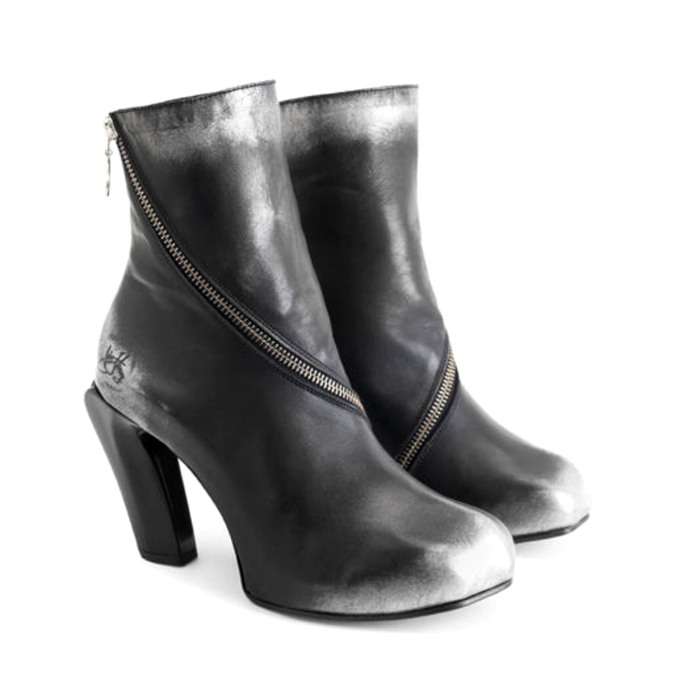 John fluevog Dorritie silver high heel boots